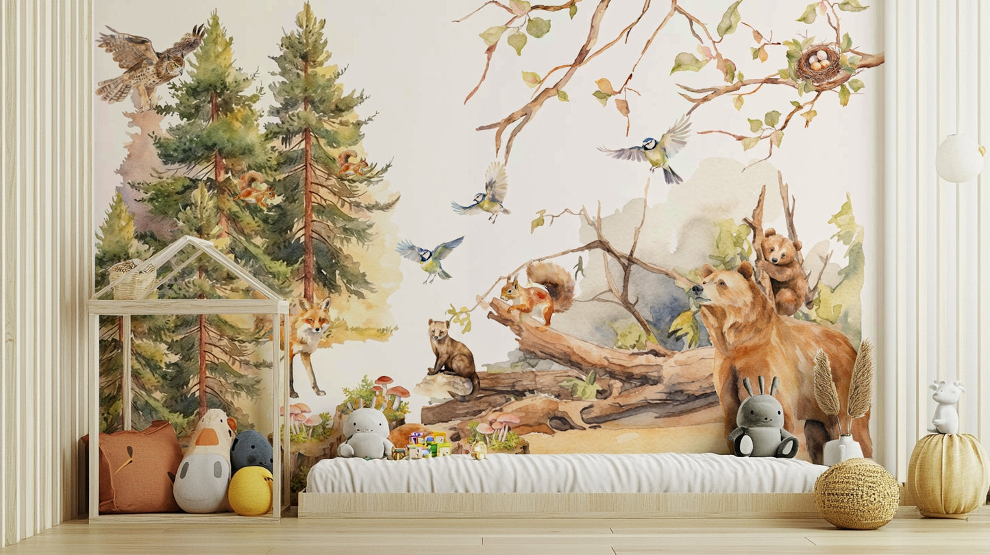 Delicate hues (pastels, soft greens, blues, browns).

