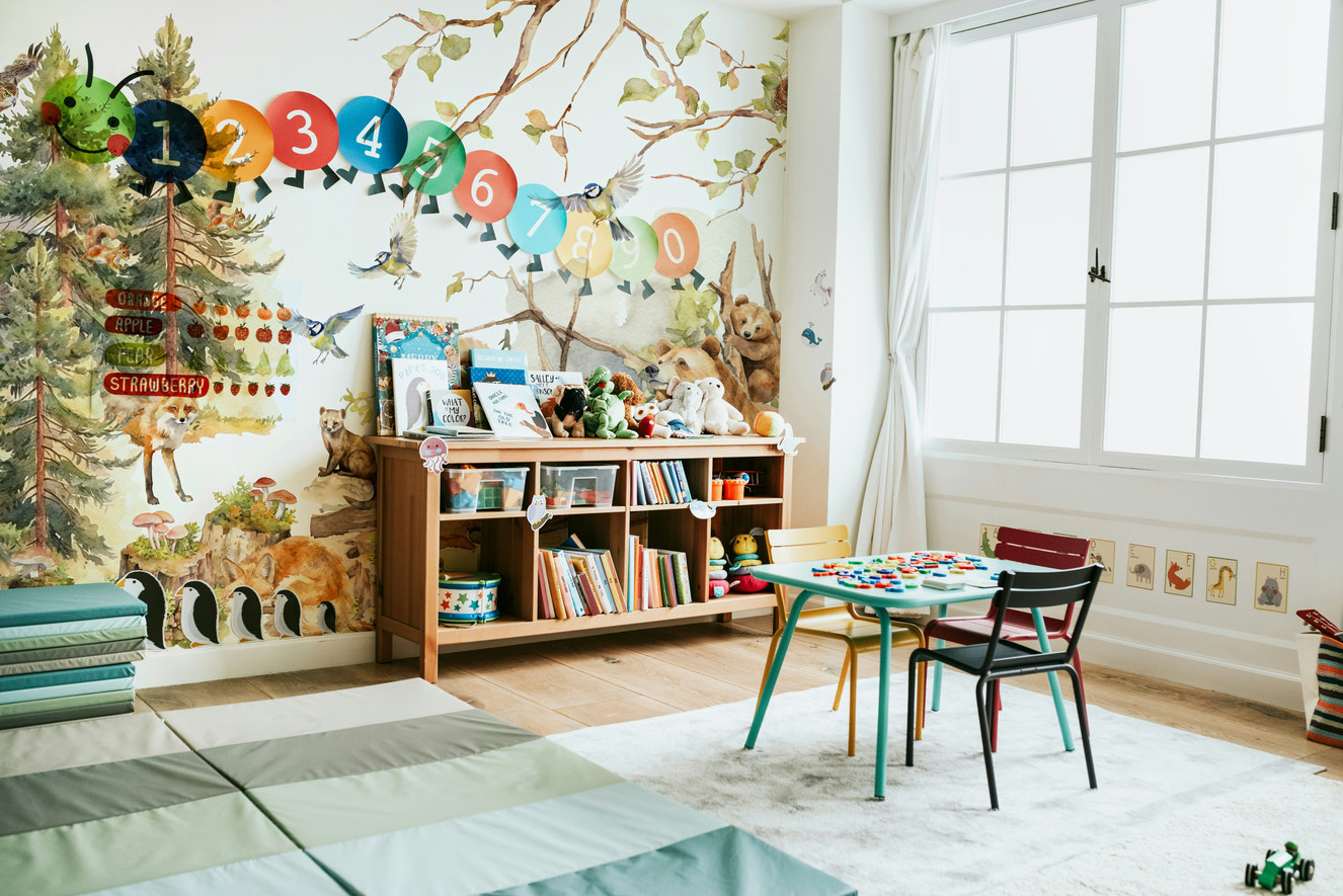 Ethereal woodland scene with soft watercolor strokes.

