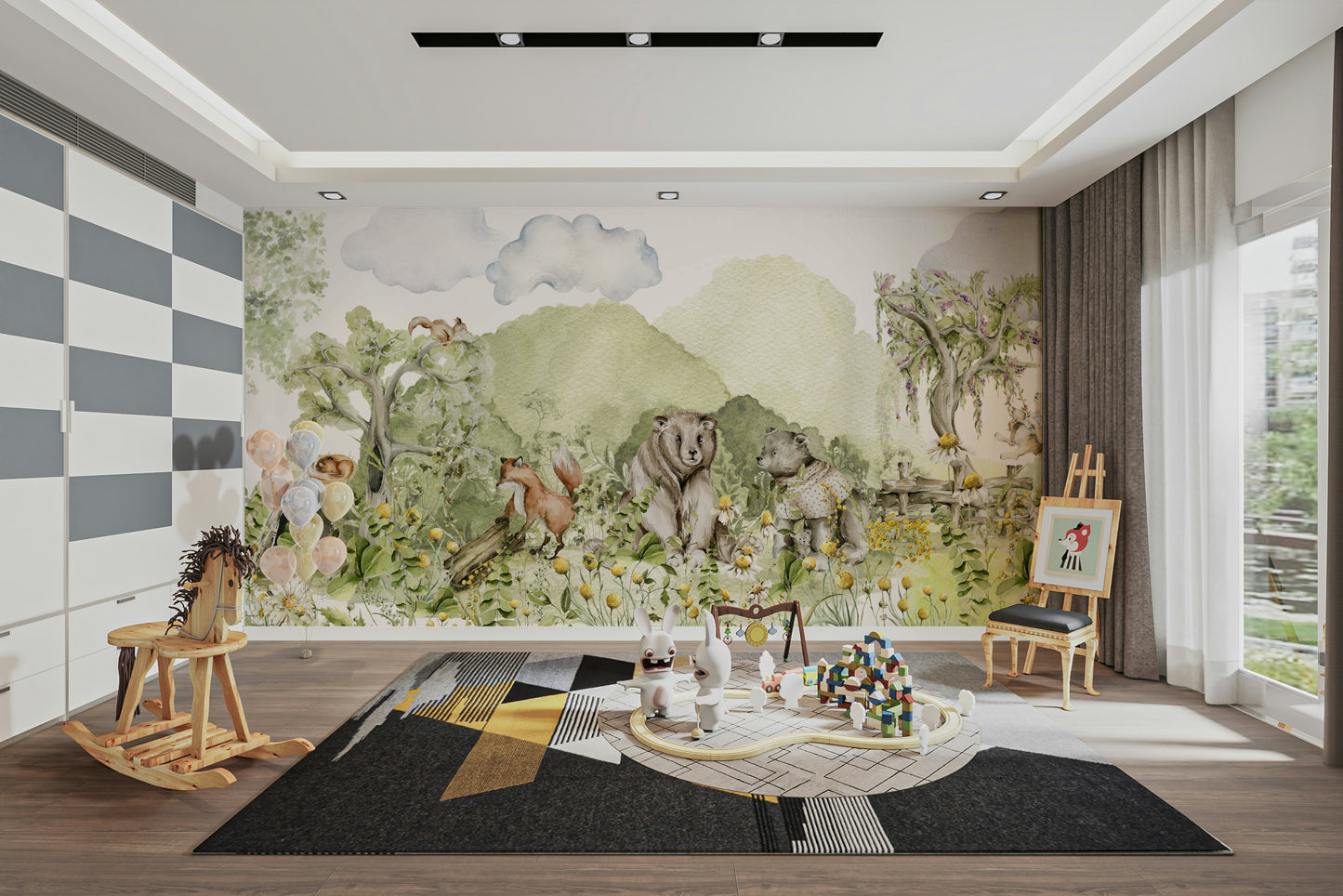 Lush trees, delicate wildflowers, and sun-dappled clearings.

