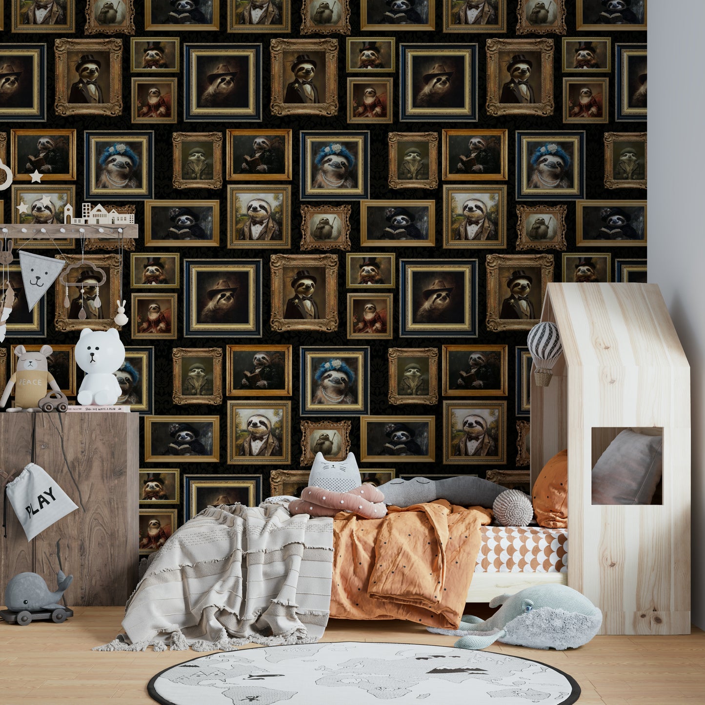 Sloths with artistic detail and stately elegance.

