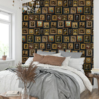 Sloths posed in opulent or classic art gallery settings.

