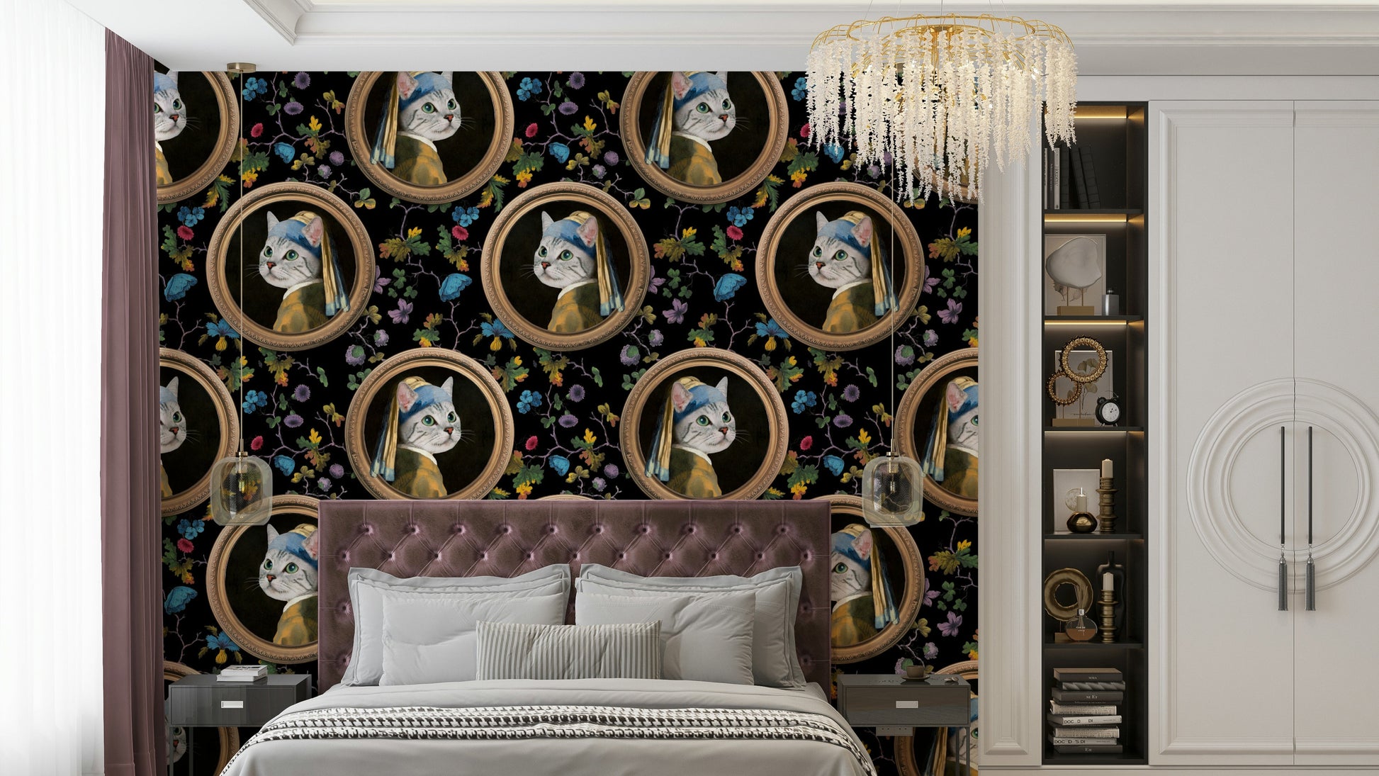 Scene in the style of a Johannes Vermeer painting.

