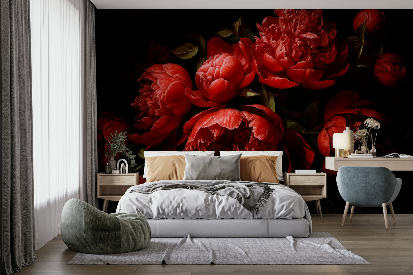 Dark, moody background evoking a nocturnal garden.

