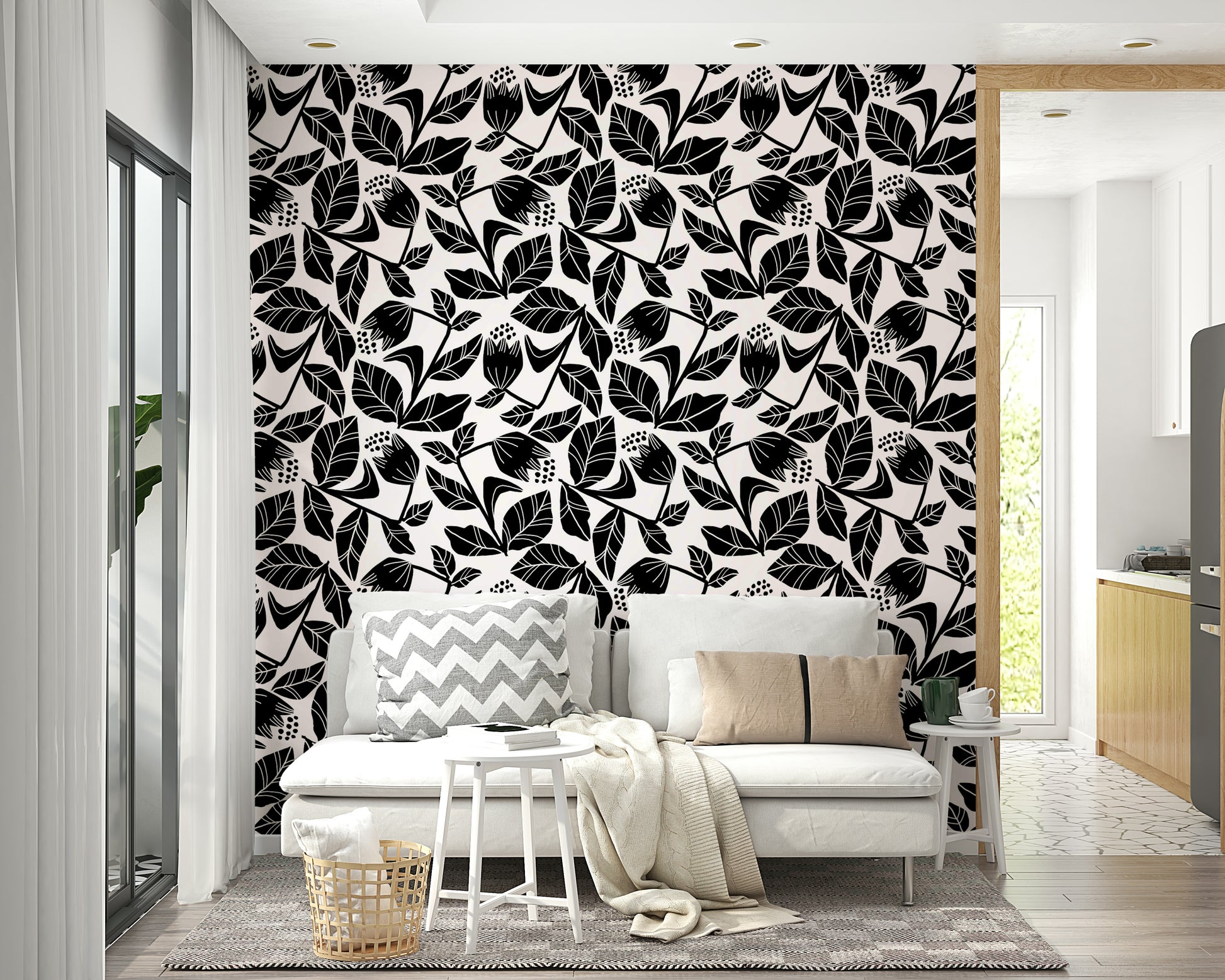 Black and white floral print
