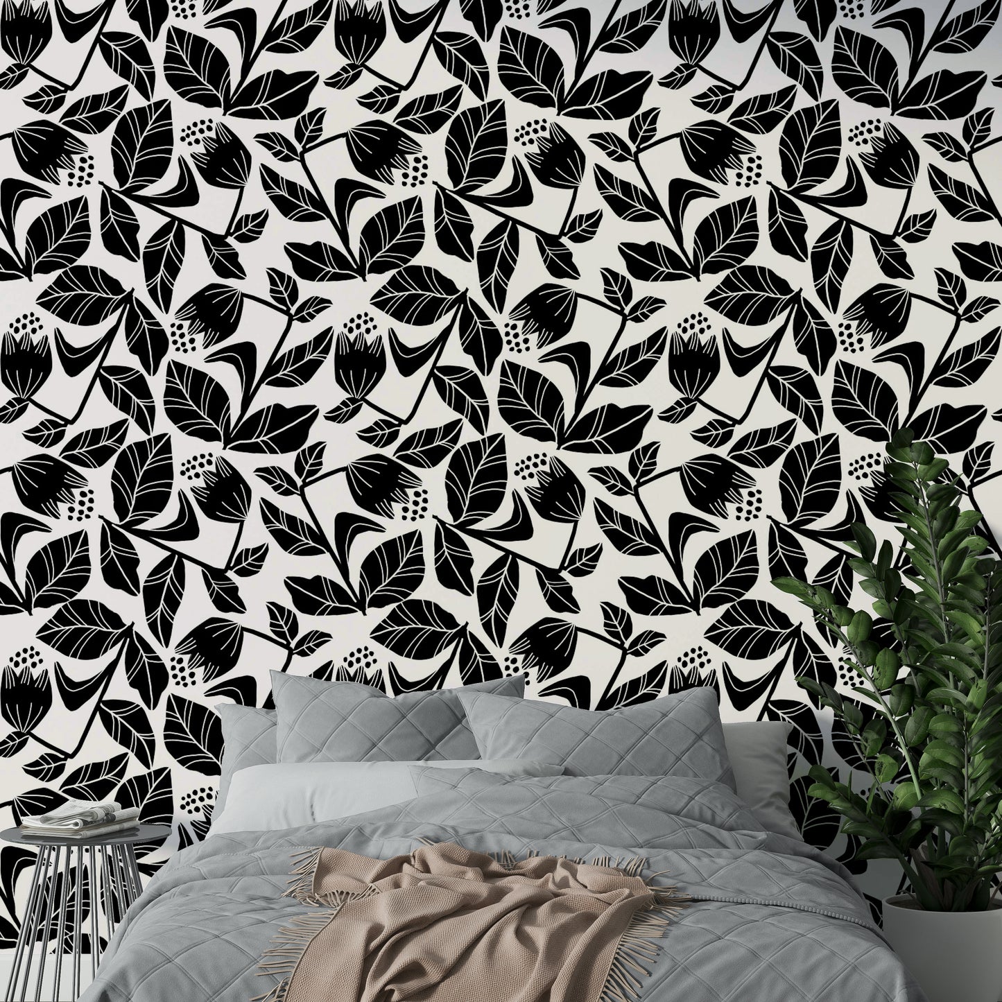 Picture of Ink Floral Wallpaper
