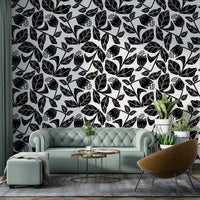 Monochrome flower pattern wallpaper
