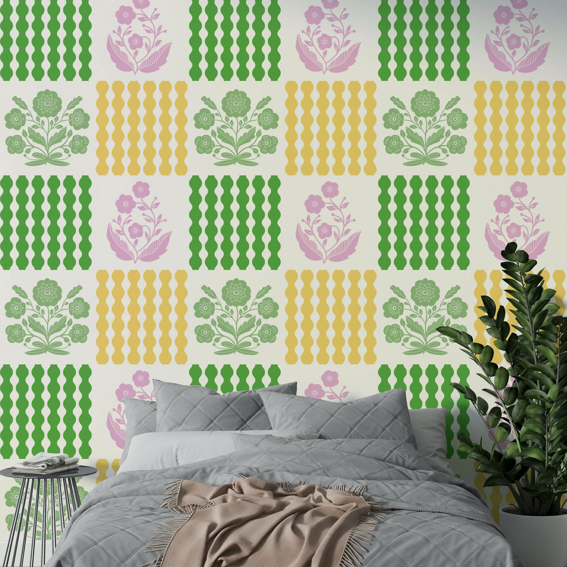 Reminiscent of vintage textile designs or tiles.

