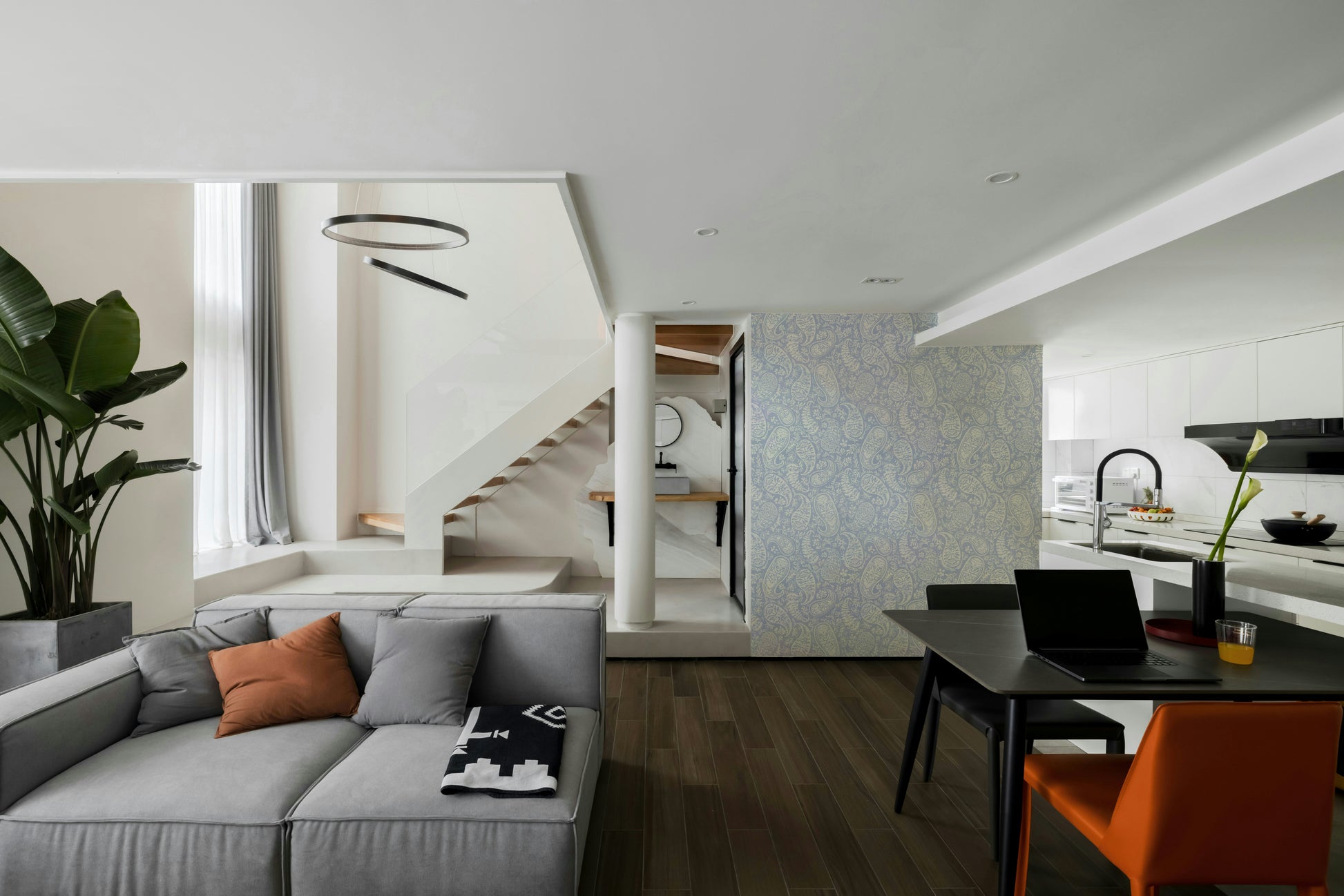 Elegantly rendered in calming periwinkle blue.

