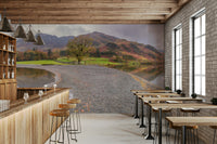 Panoramic landscape with calm lake.

