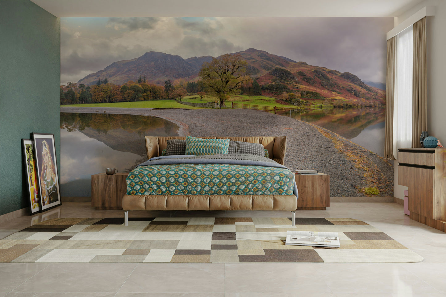 Dramatic mountain range in background.

