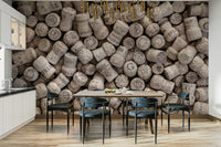 Numerous corks with unique markings.

