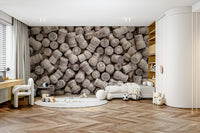 Rich, abstract tapestry of champagne corks.

