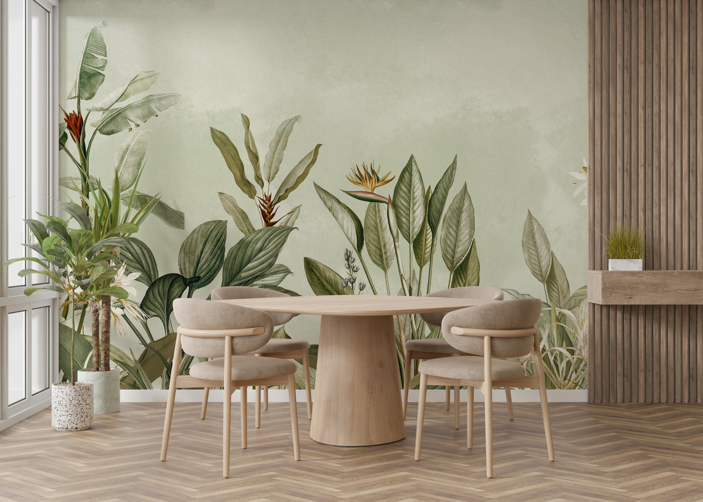 Graceful leaves and subtle blossoms.

