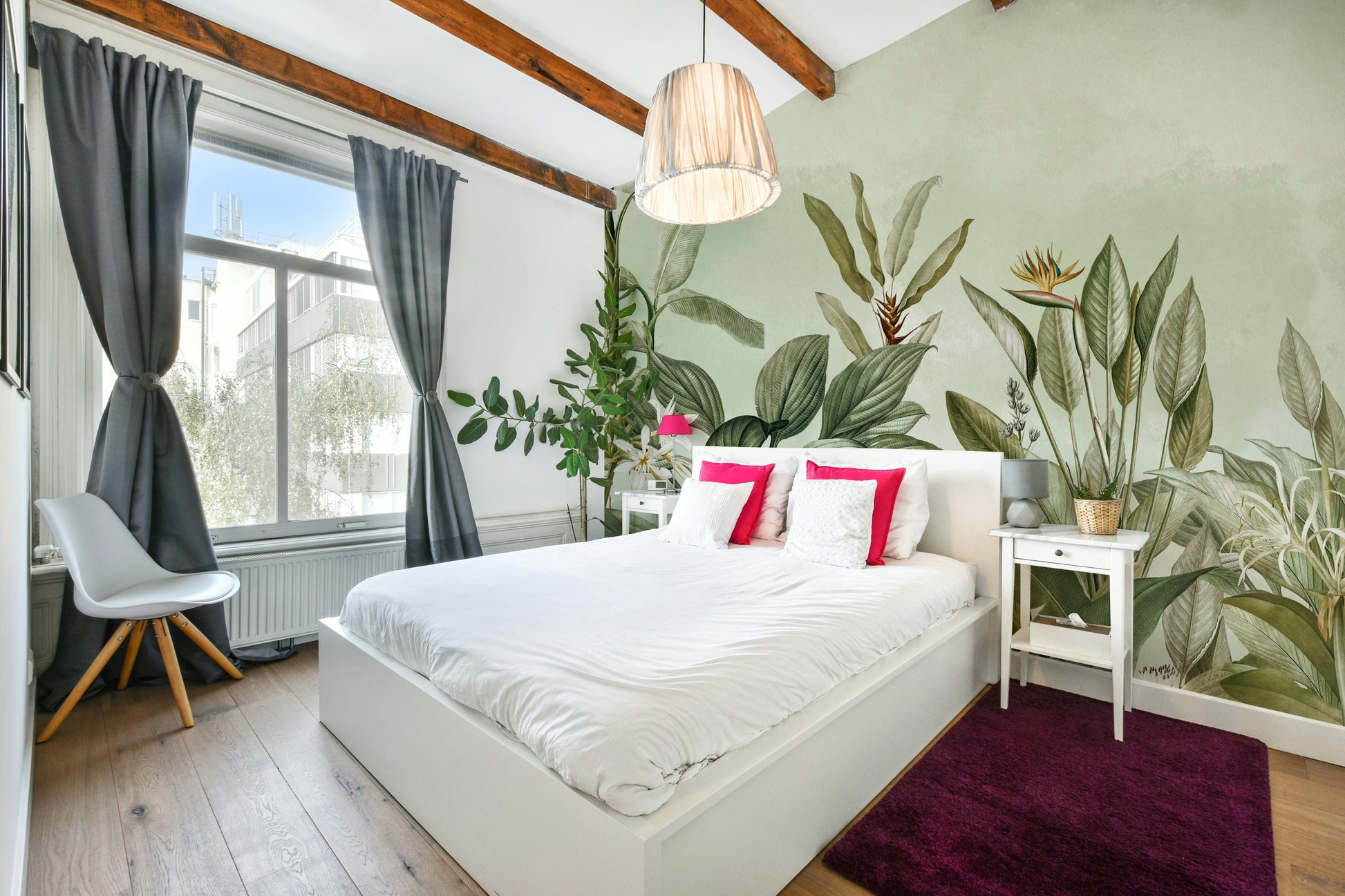 Soft greens, muted creams, gentle earthy tones.

