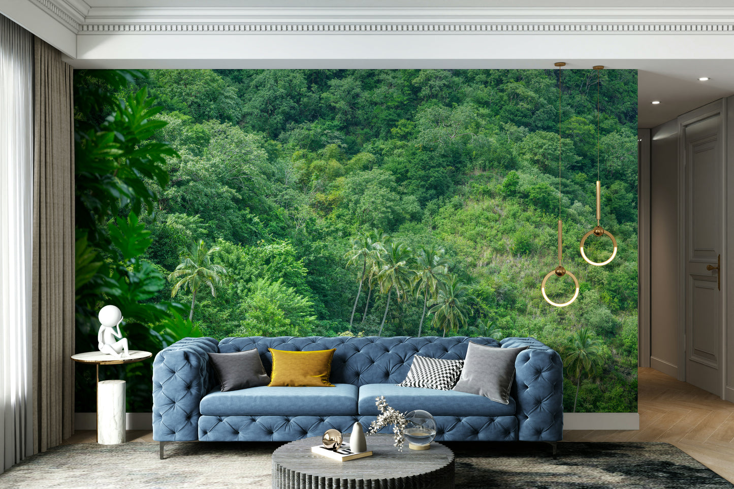 Palm trees in a forest scene
