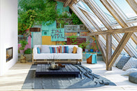 Potted plants in an alleyway
