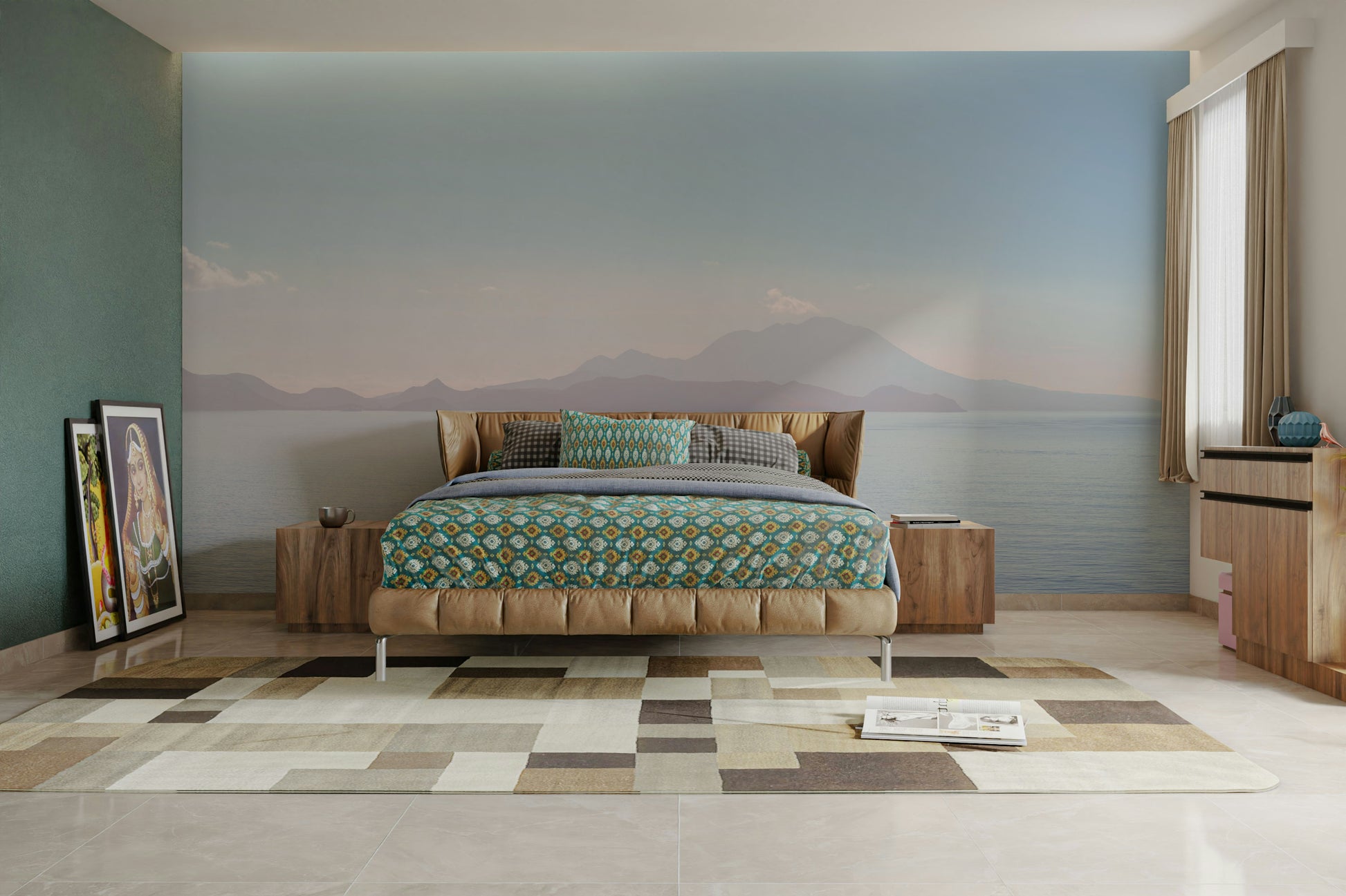 Tranquil ocean view mural

