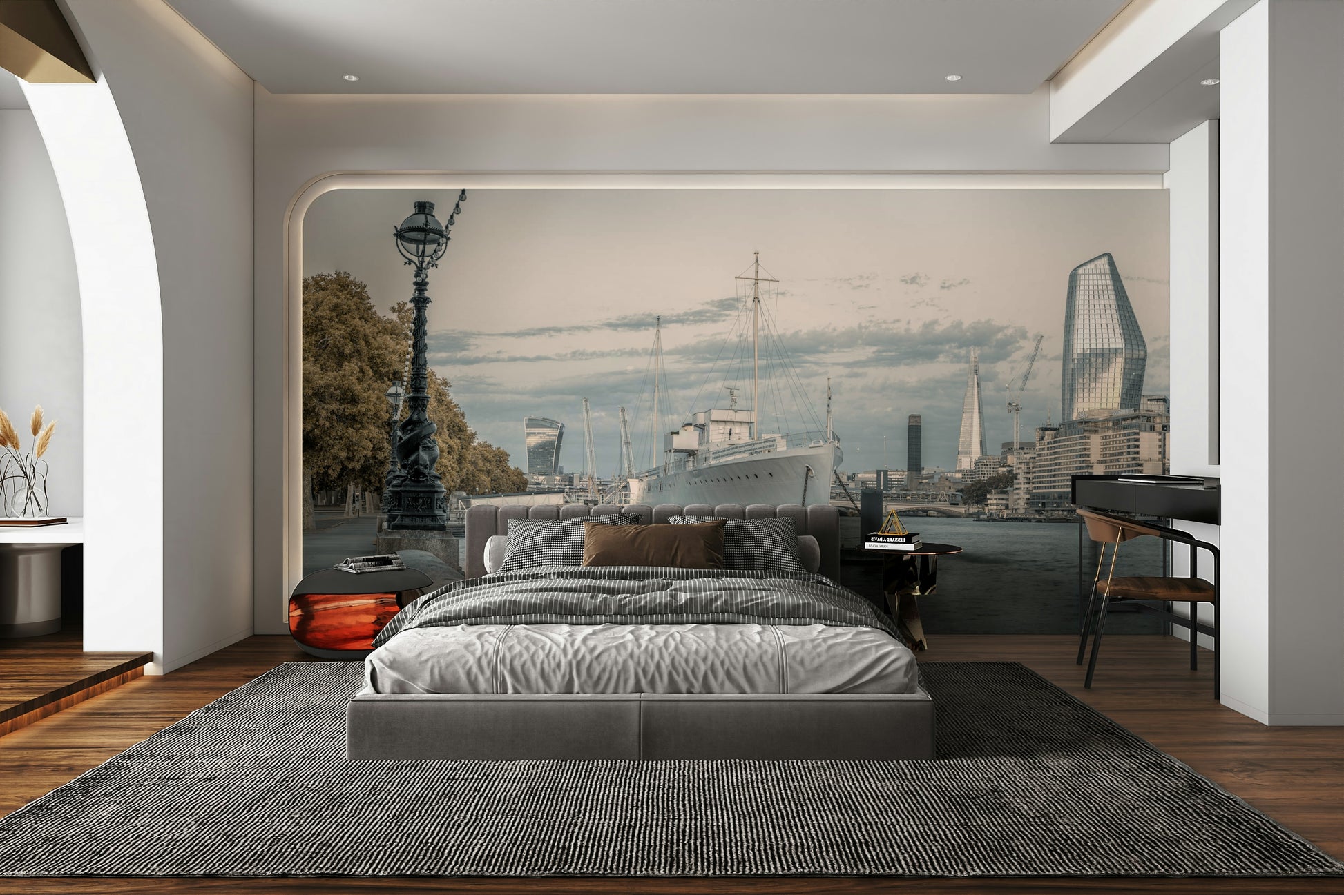 Ship docked on Thames wallpaper
