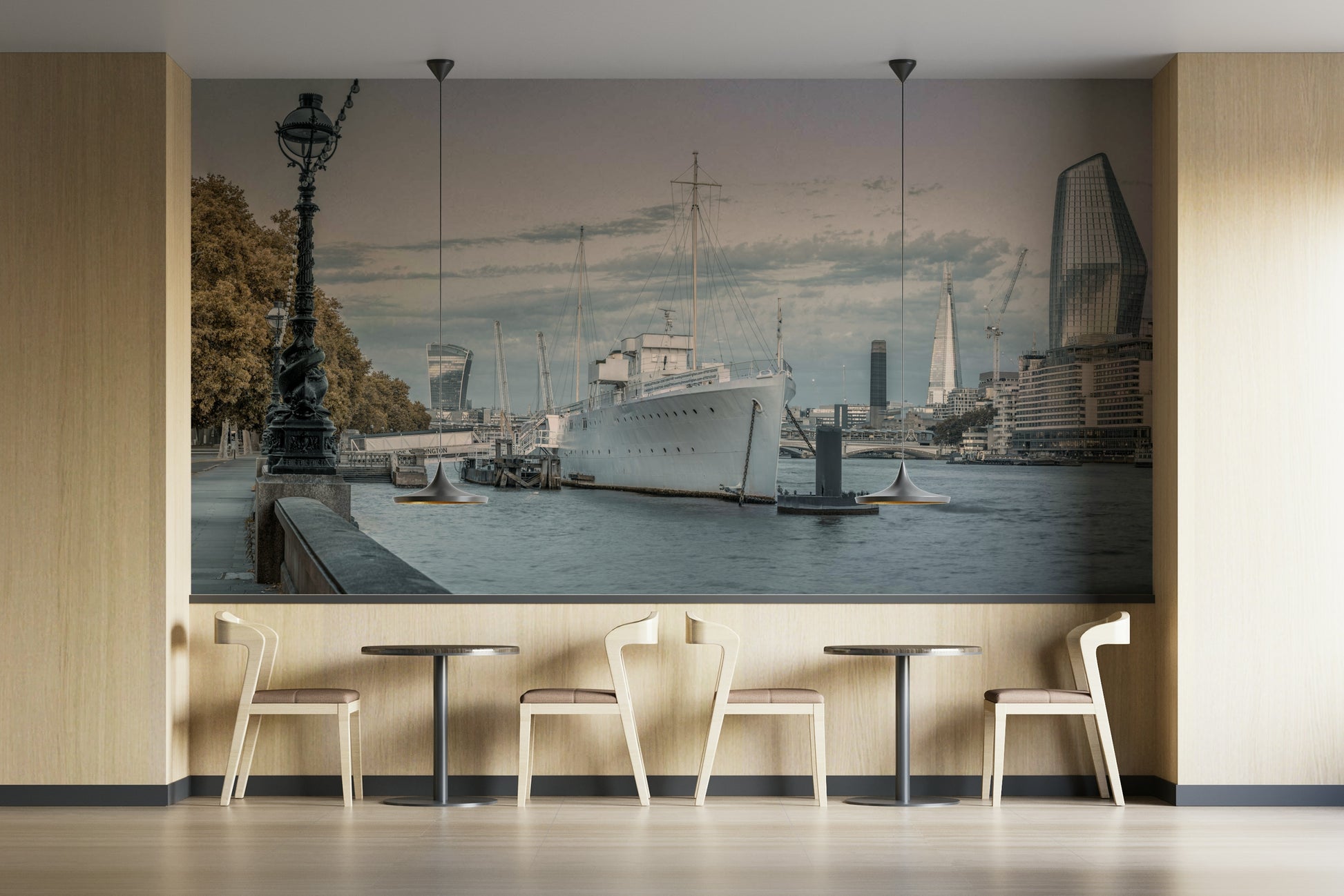 Modern skyscrapers and river
