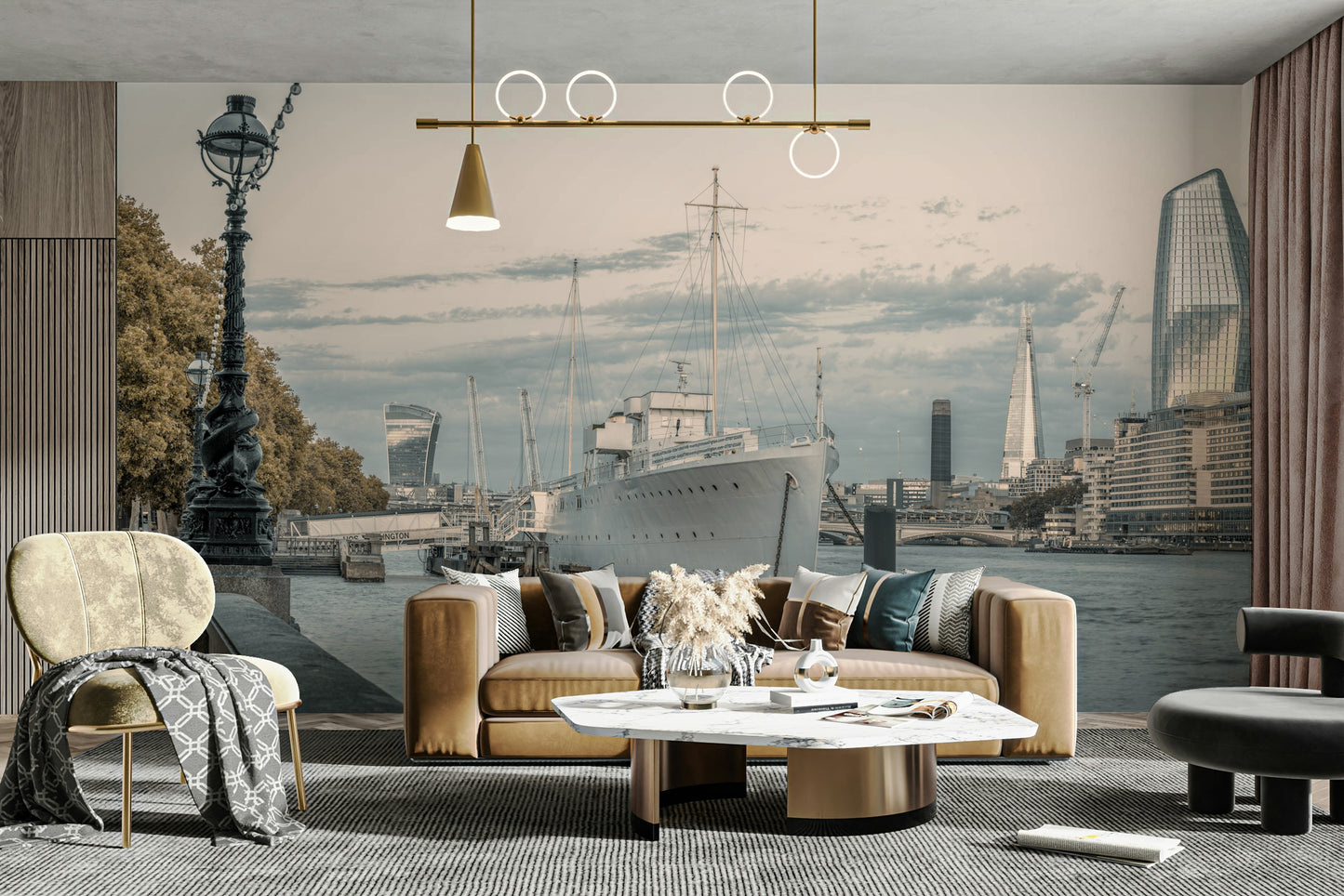 Cityscape with water wallcovering
