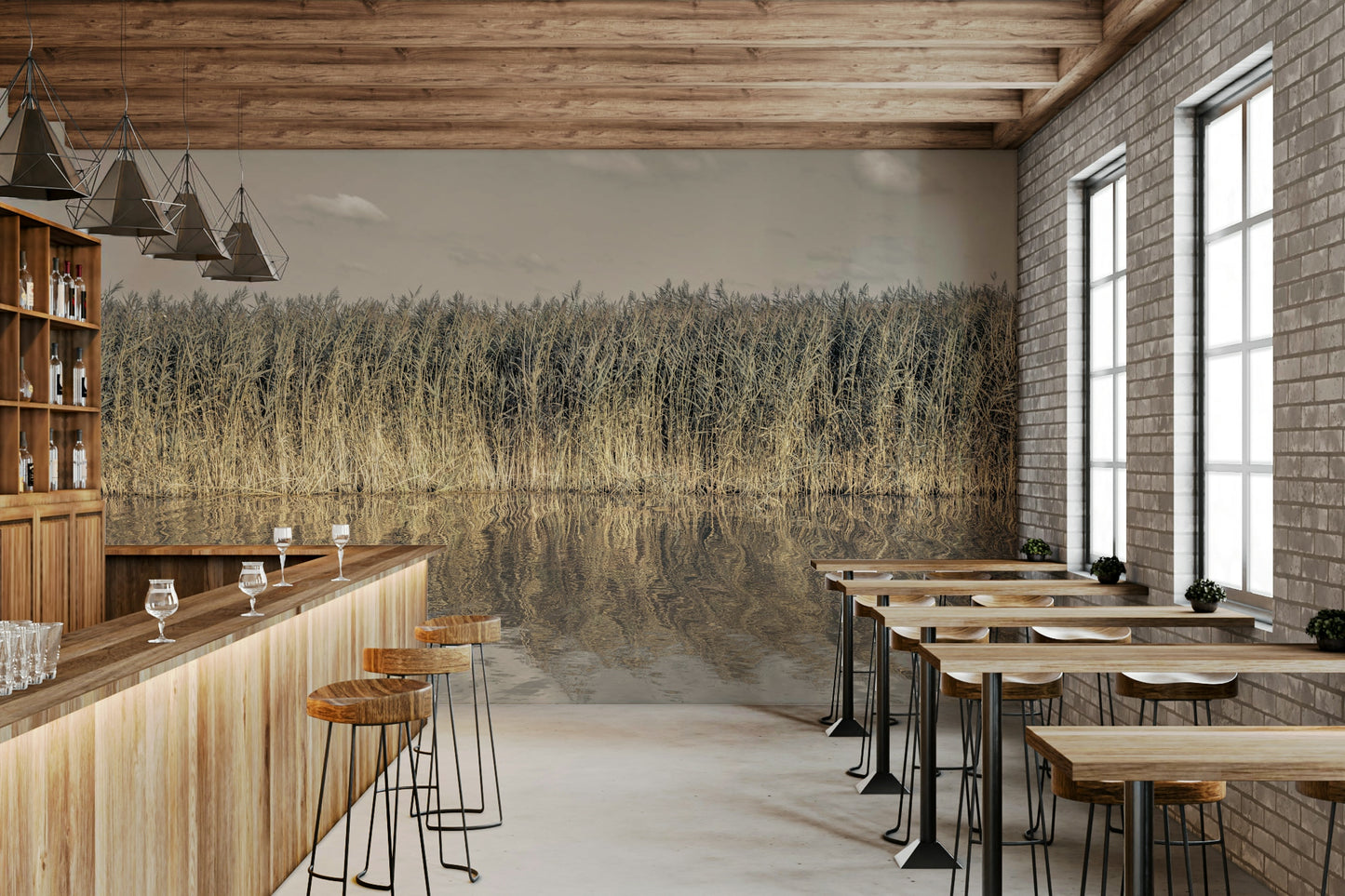 Tranquil waterside wallcovering
