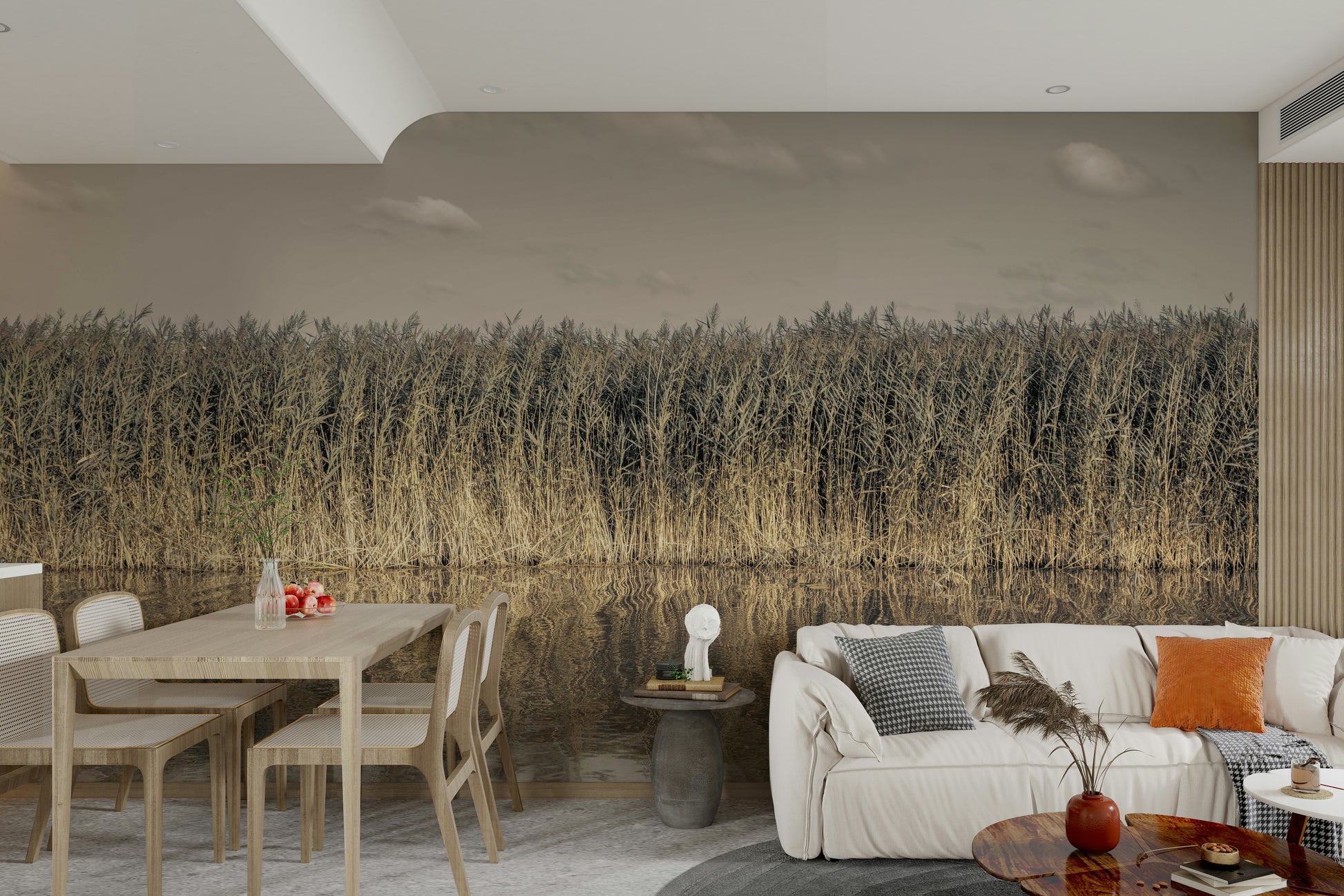 Whispering grass by lake
