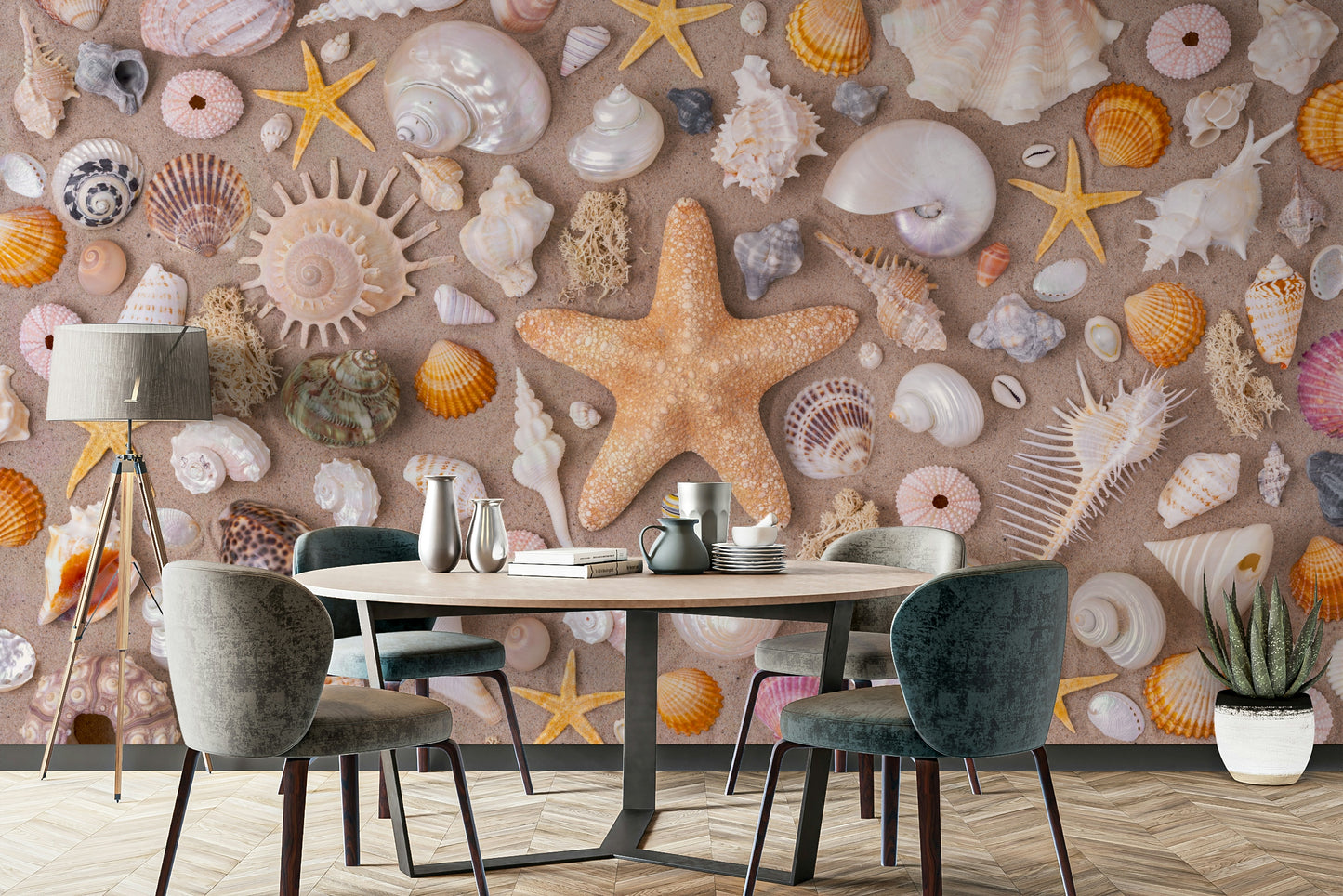 Sandy background with shells
