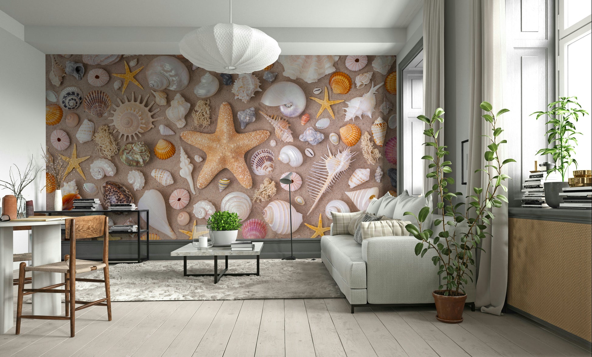 Assortment of seashells wallpaper
