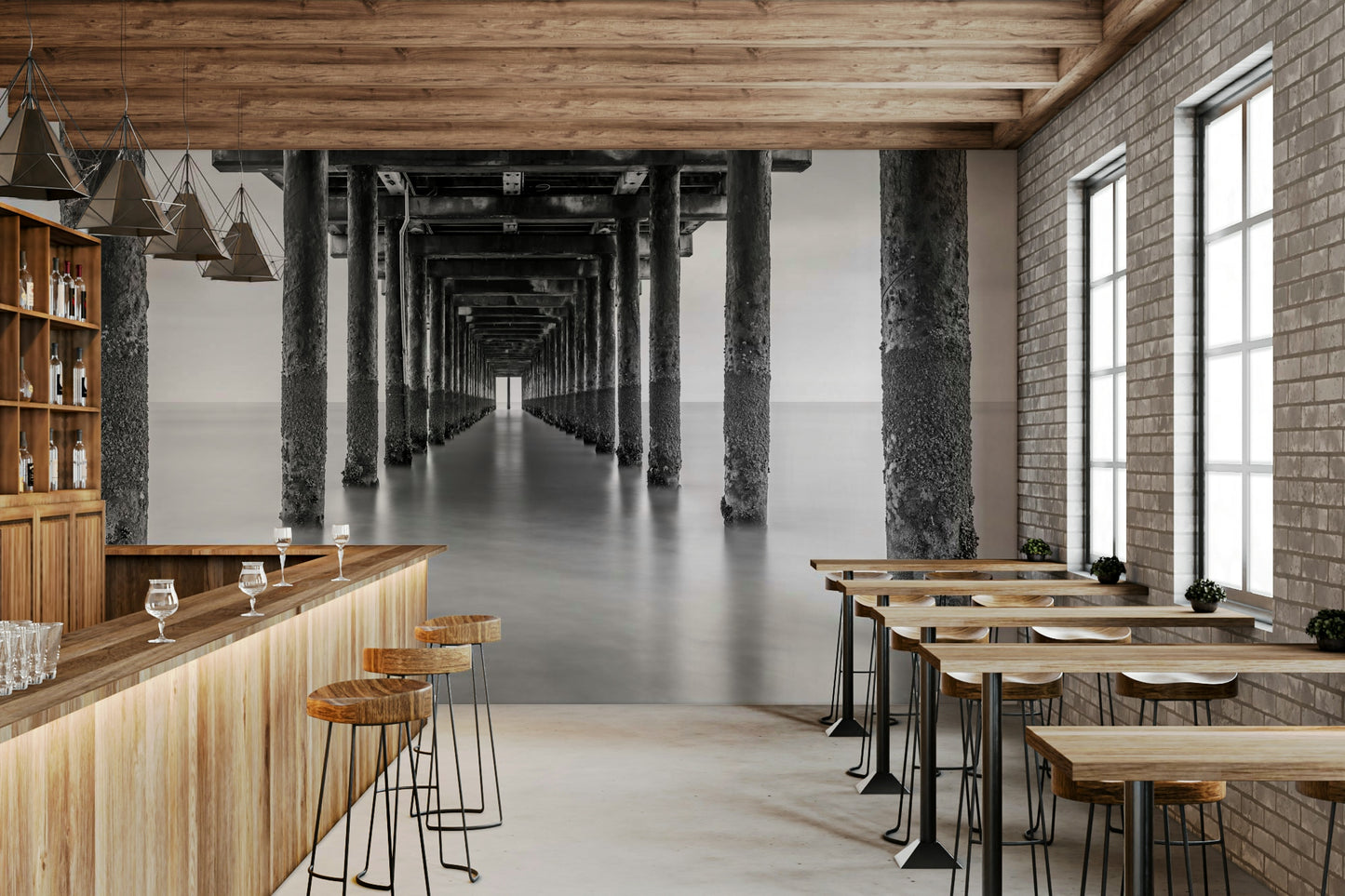 Picture of Pillars Under a Pier Wall Mural
