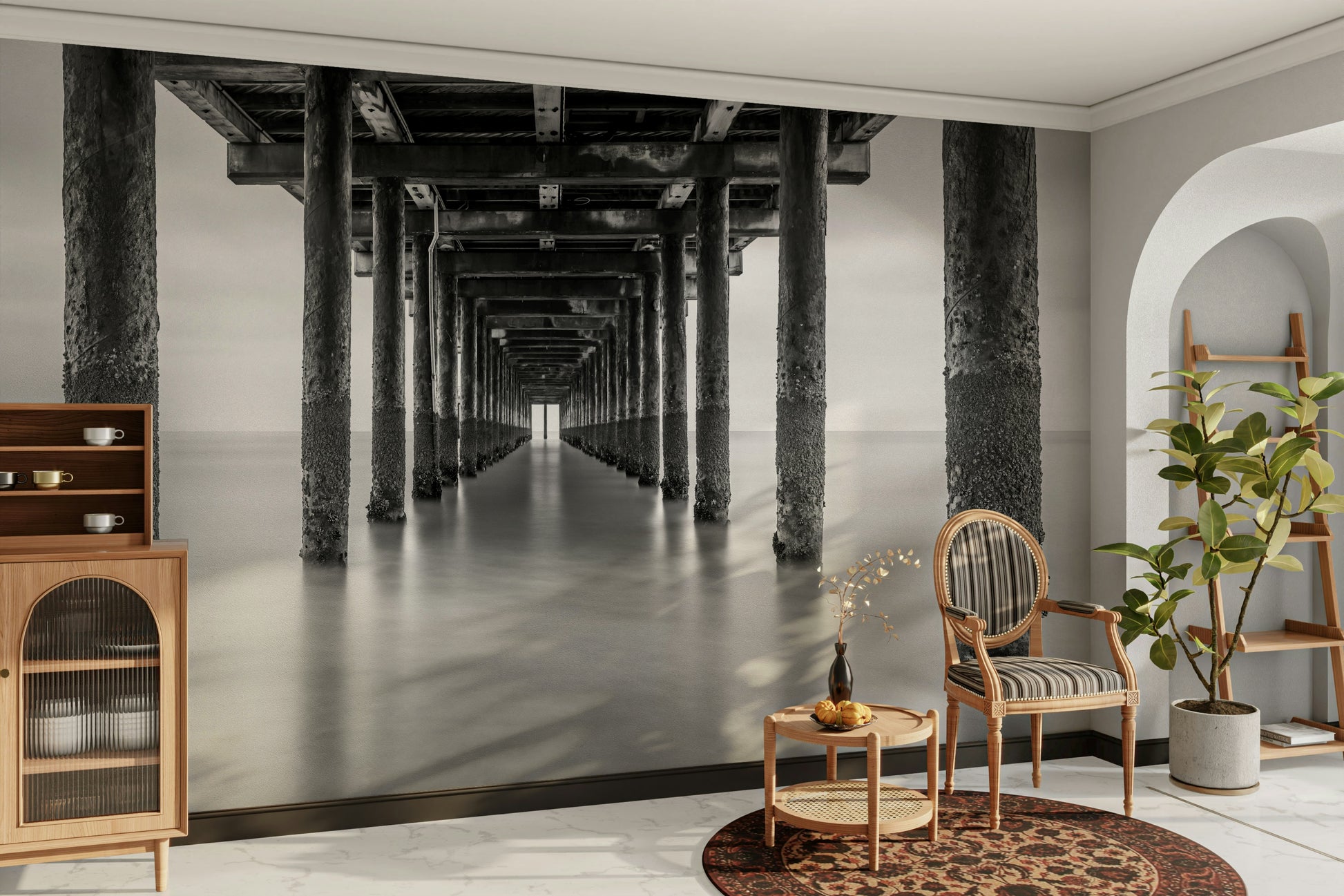 Coastal pier underside mural
