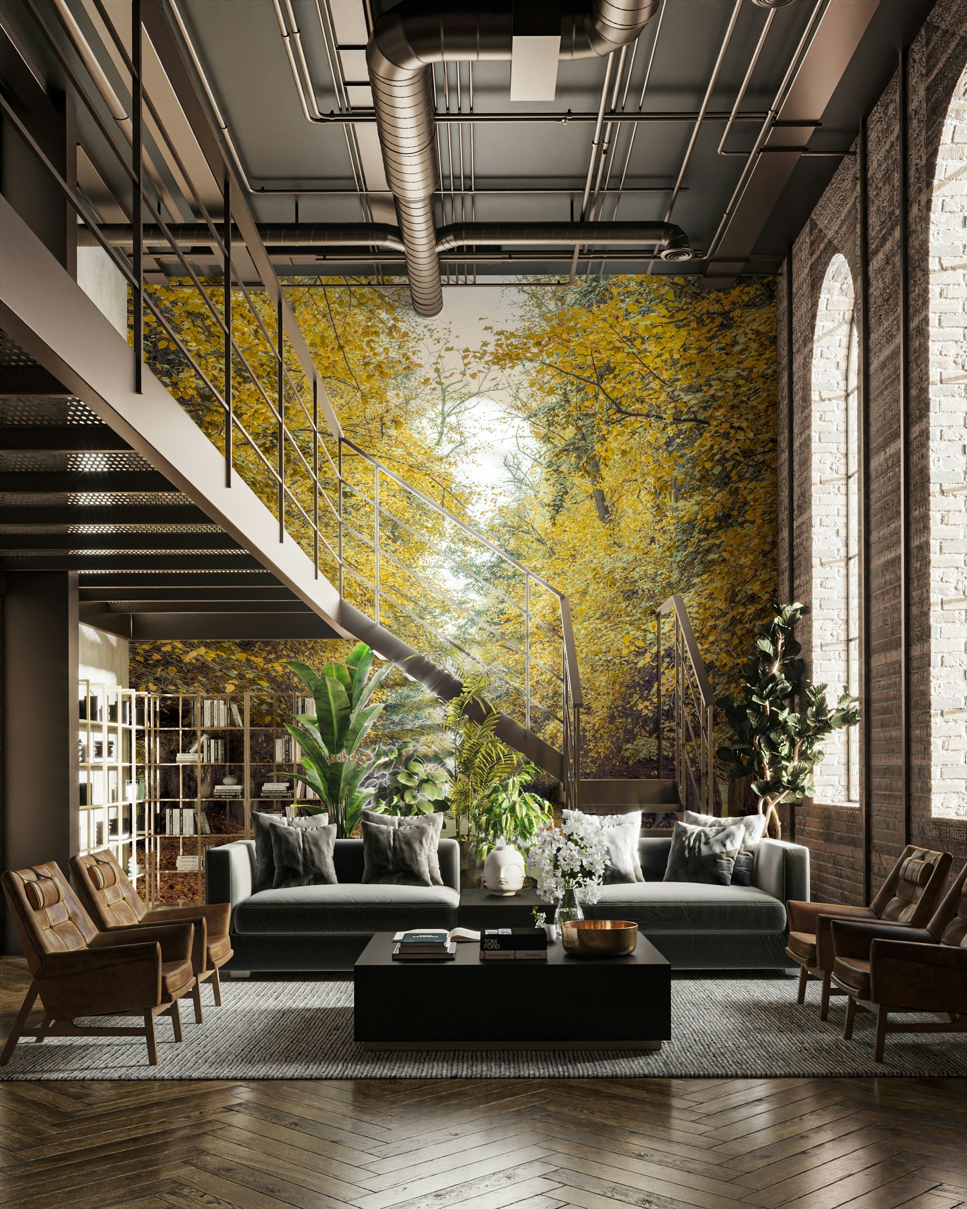 Scenic drive in autumn mural
