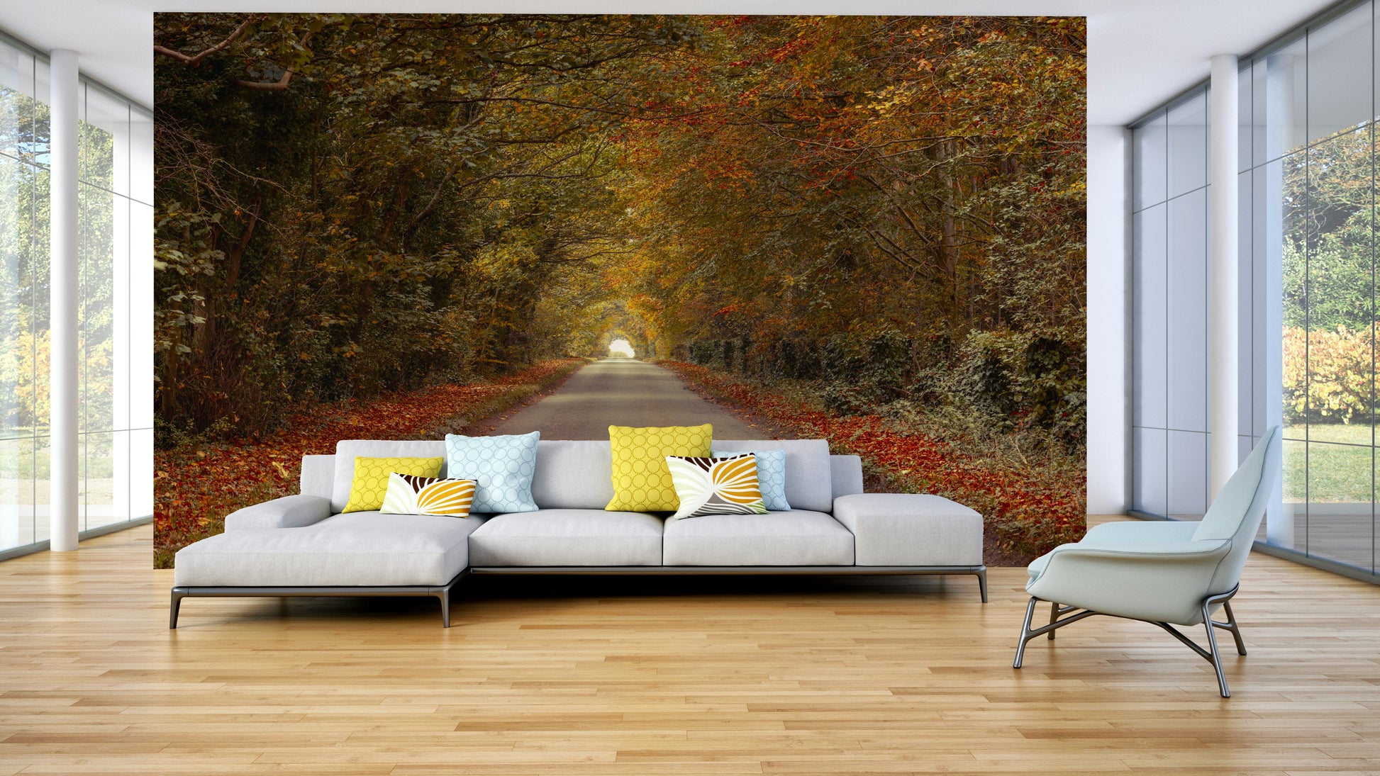 Country road in autumn print
