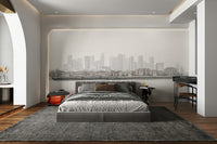 Hazy urban landscape mural

