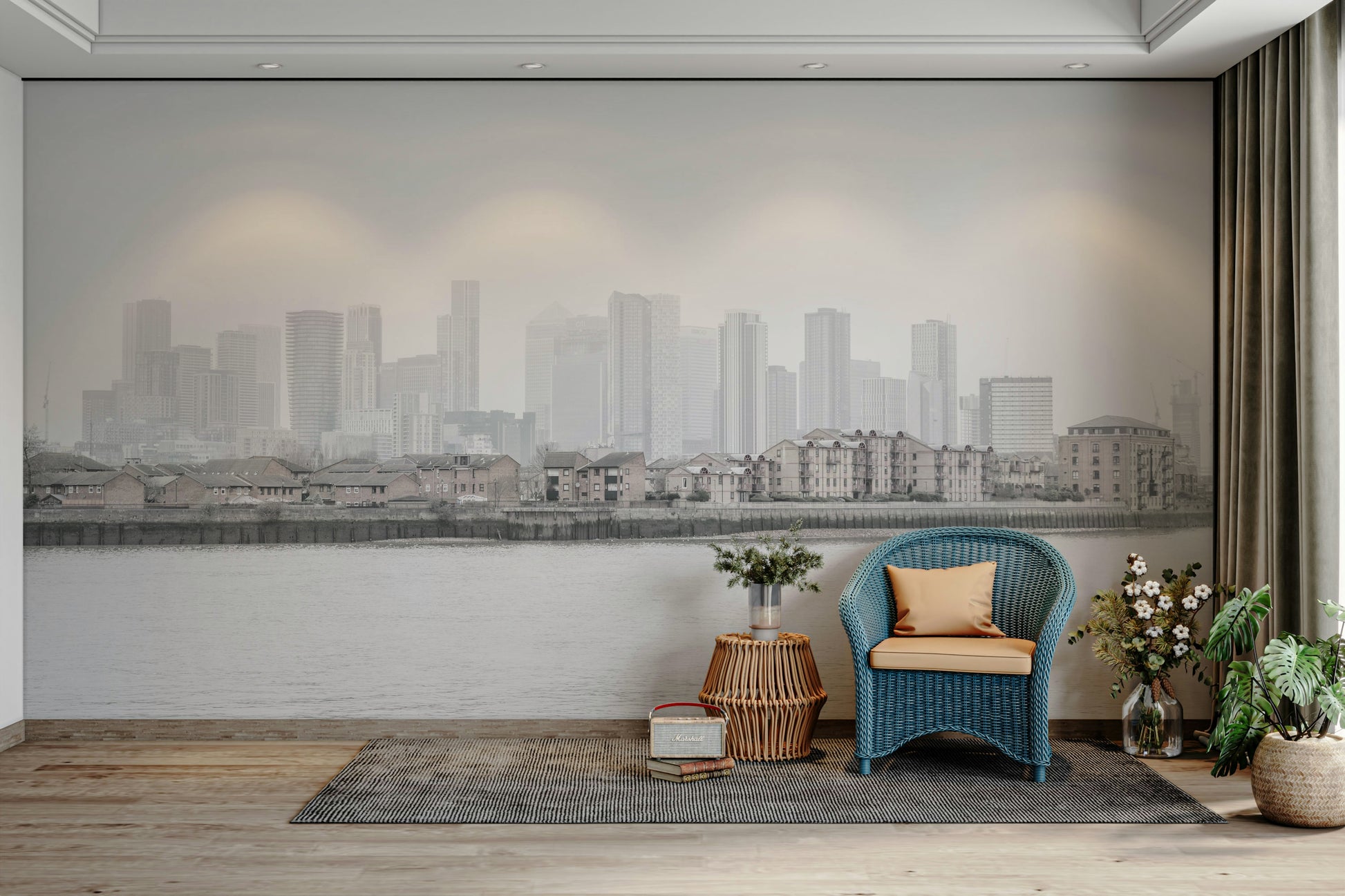 Blurred city buildings print
