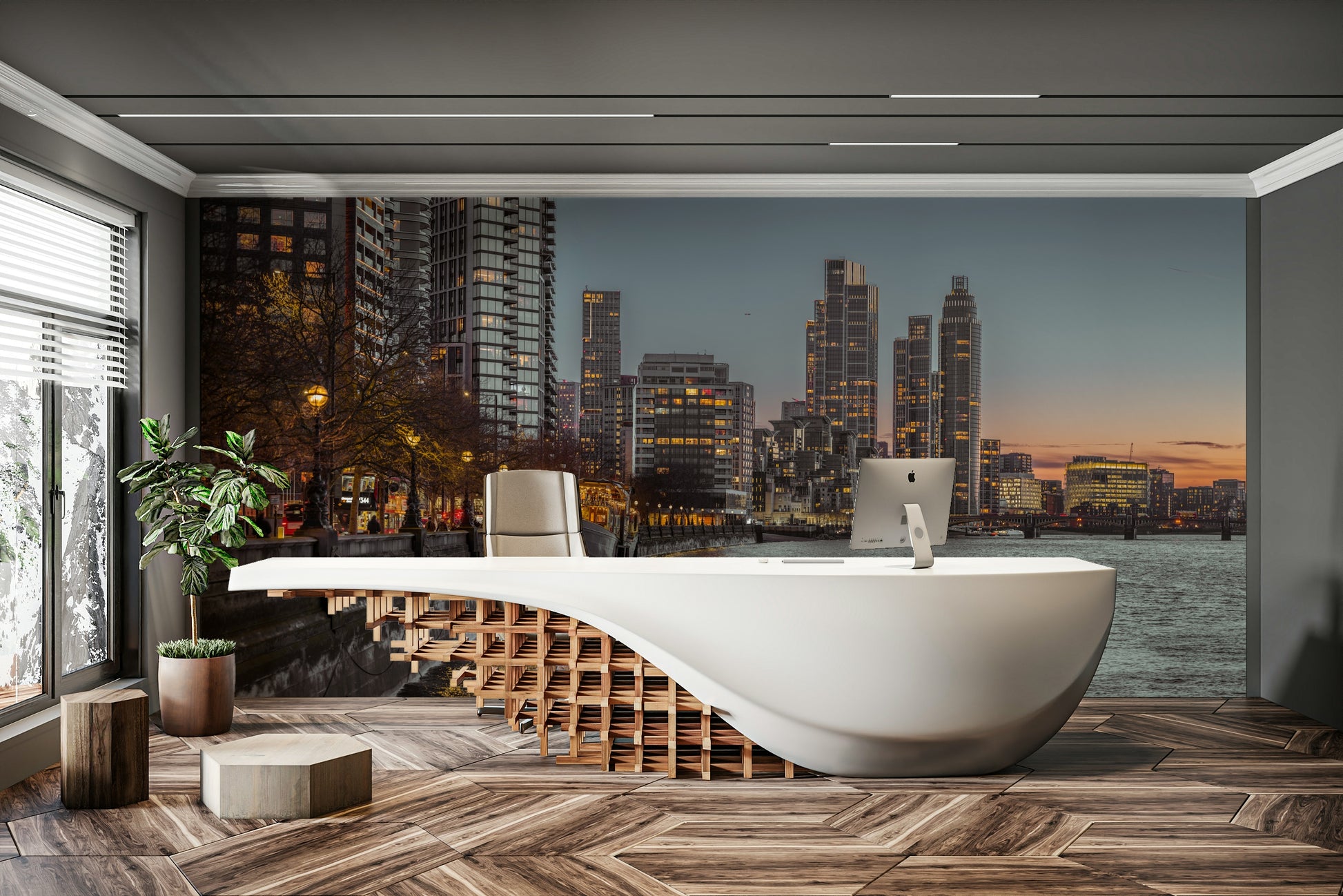 Iconic London landmarks mural
