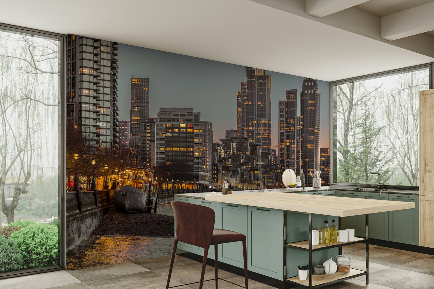 London city skyline at twilight
