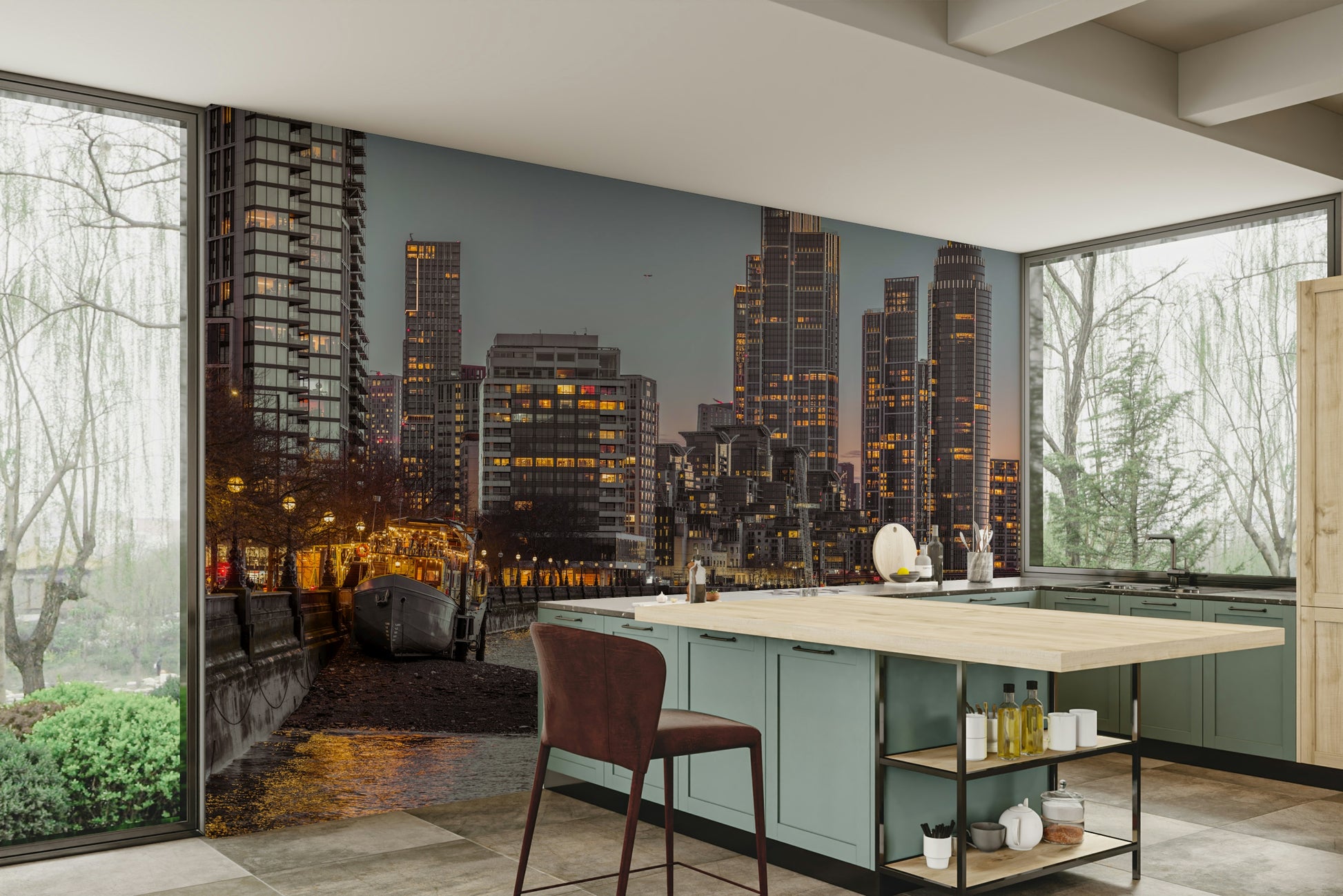 London city skyline at twilight
