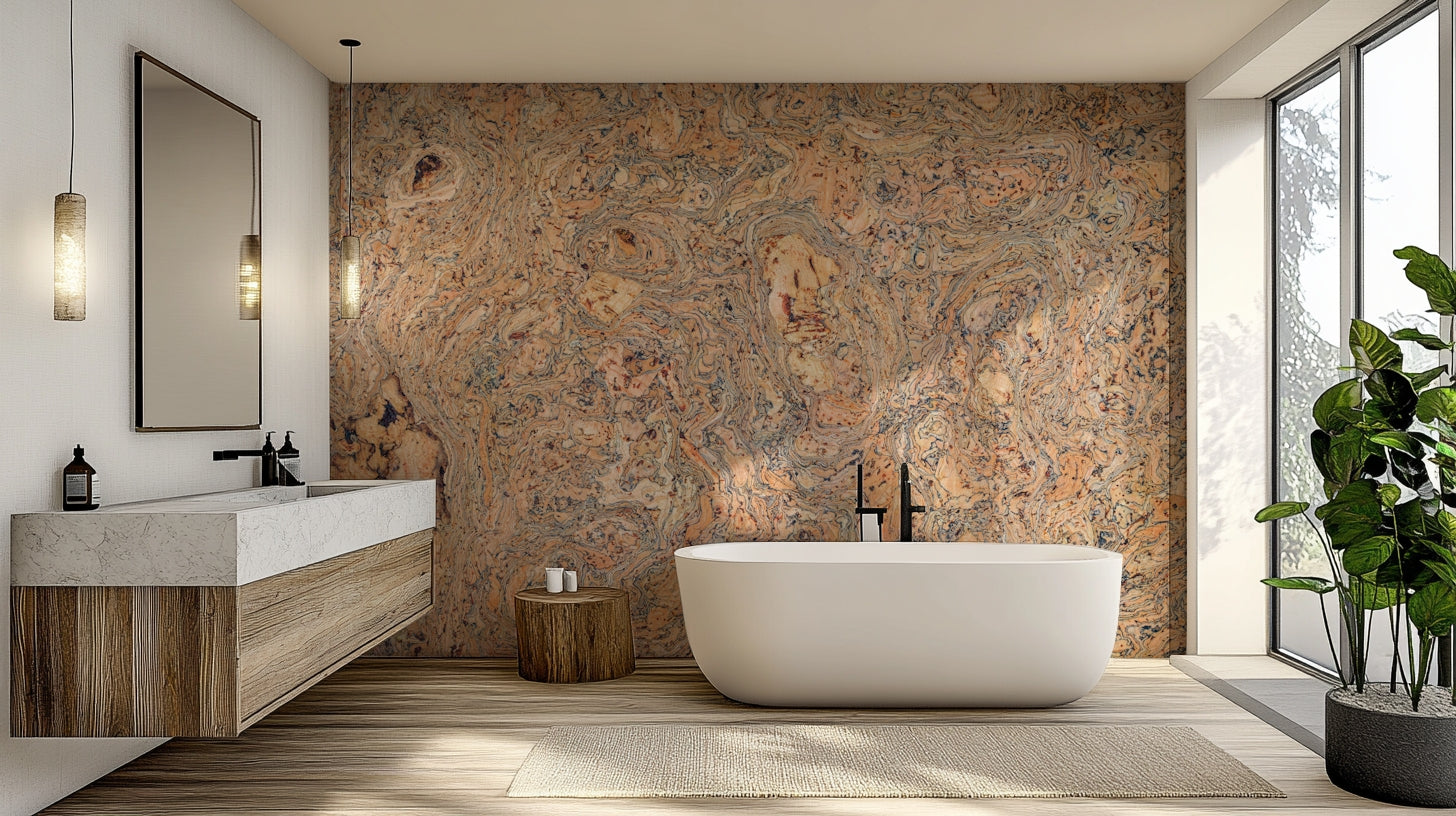 Wavy pattern cork mural
