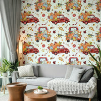 Pickup truck with pumpkins wallpaper
