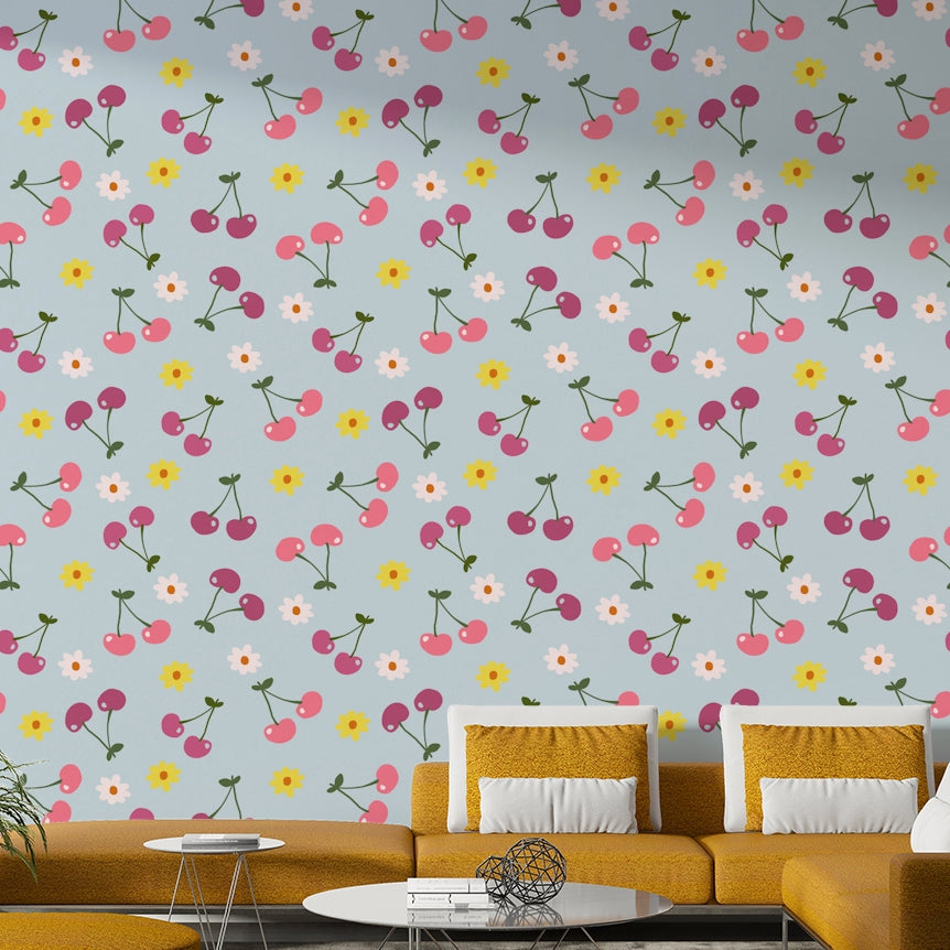 Cherry fruit pattern wallpaper
