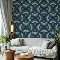 Blue pattern design mural
