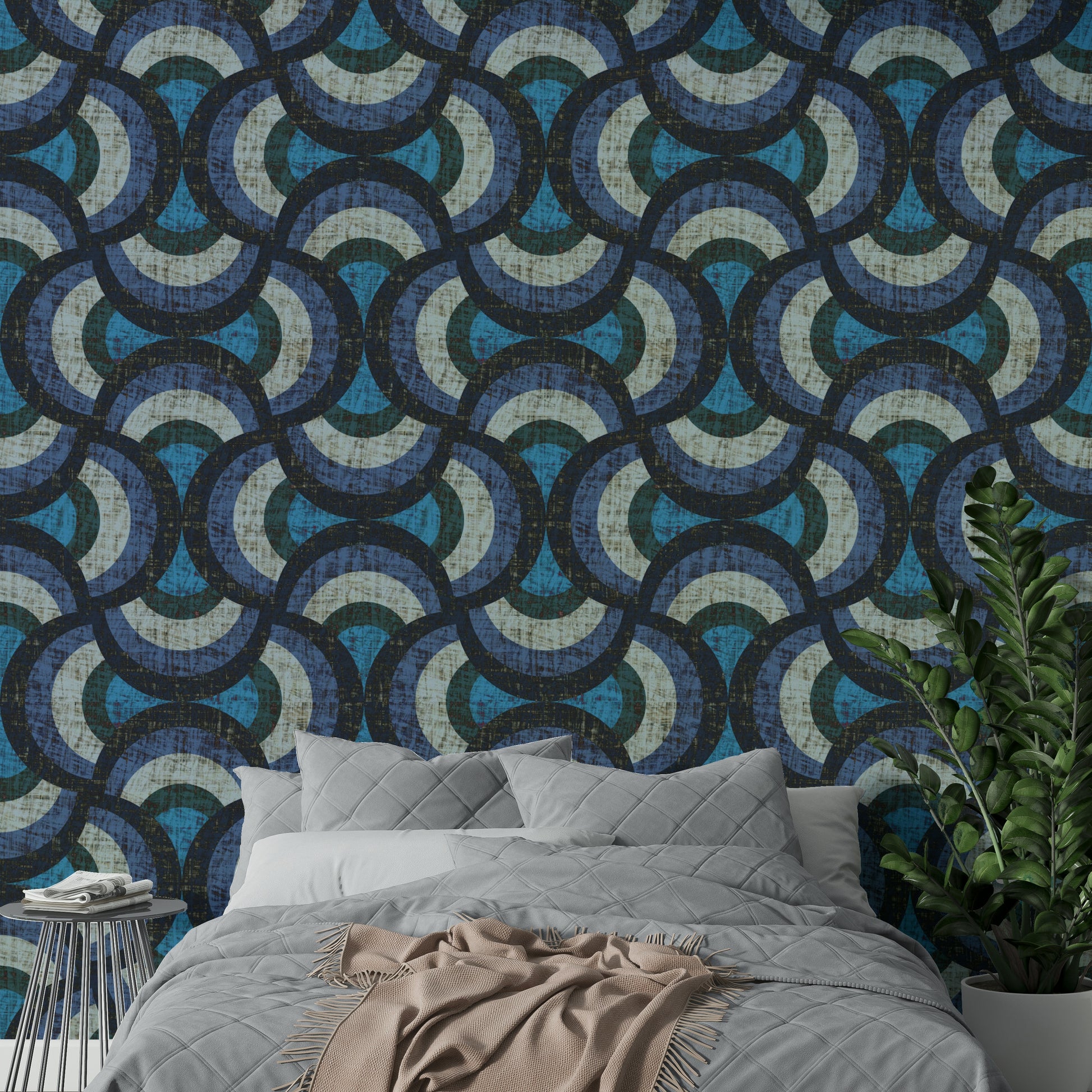 Blue concentric circles design
