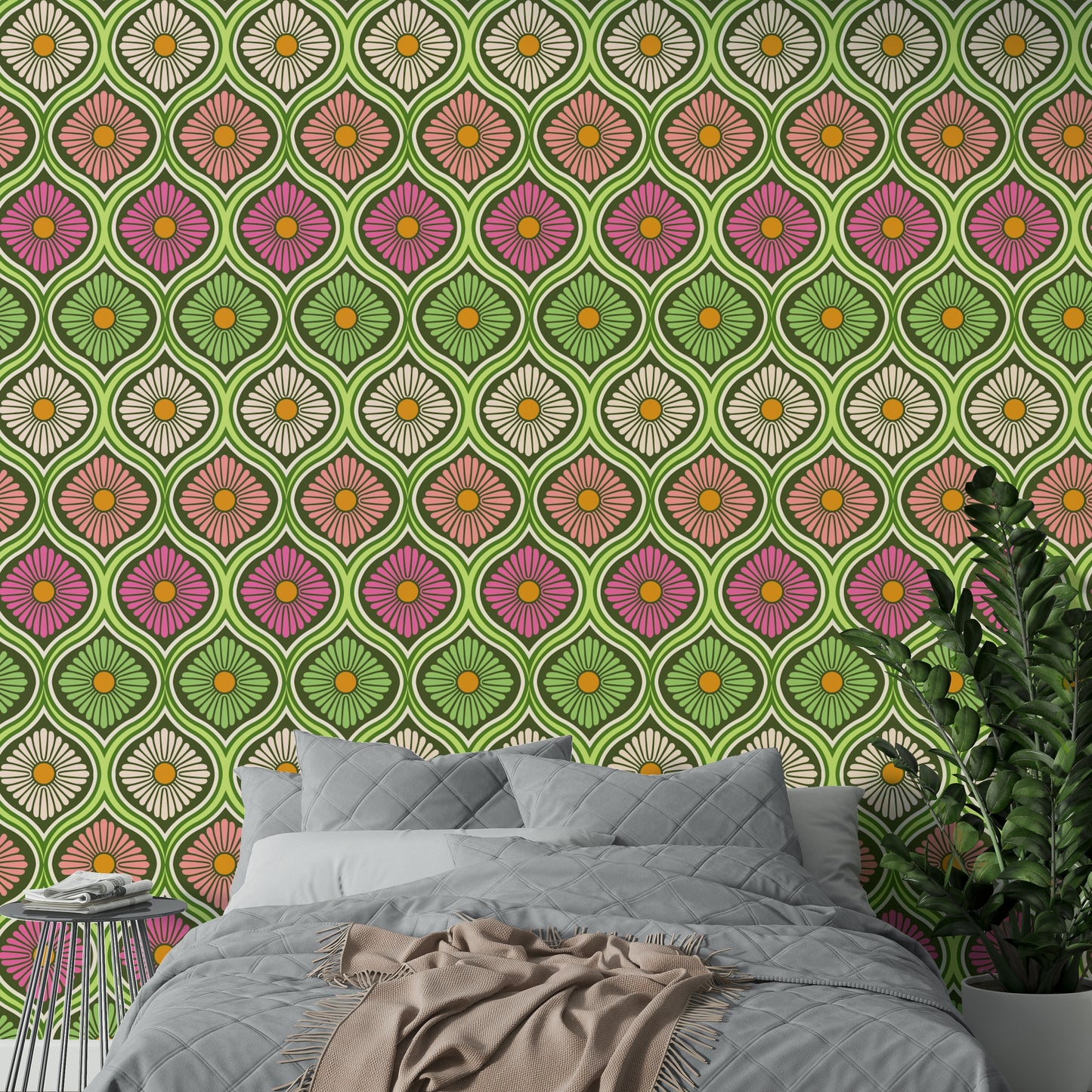 Colorful daisy wallcovering
