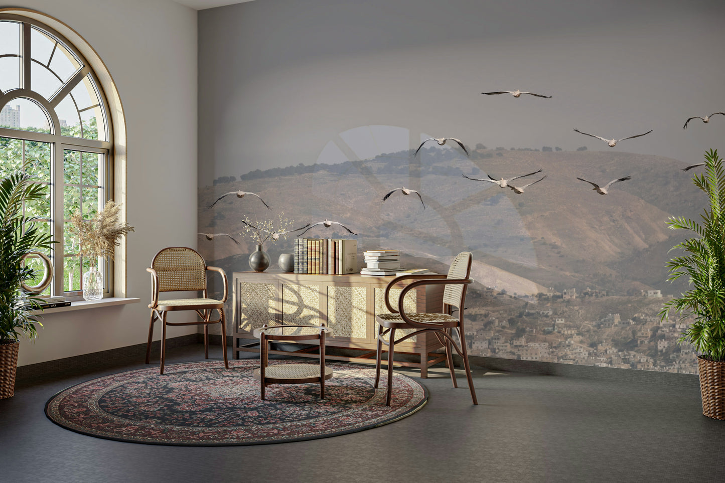 A majestic and evocative wall mural.
