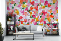 Features an intricate mosaic design composed of numerous geometric shapes.
