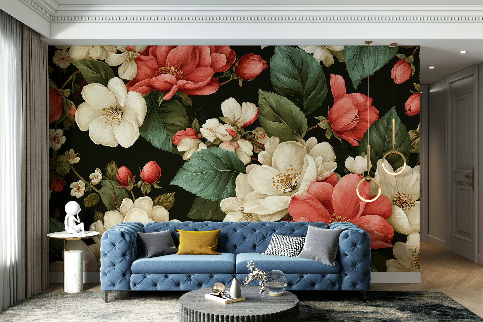 Suitable for a living room, master bedroom, or a classic, elegant interior.
