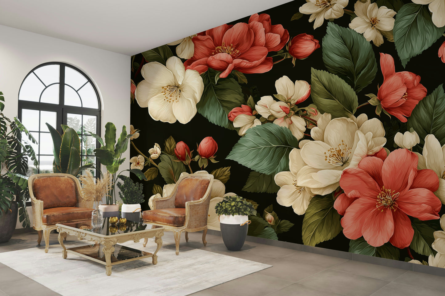 The color palette is composed of rich, harmonious, and often muted or jewel tones.
