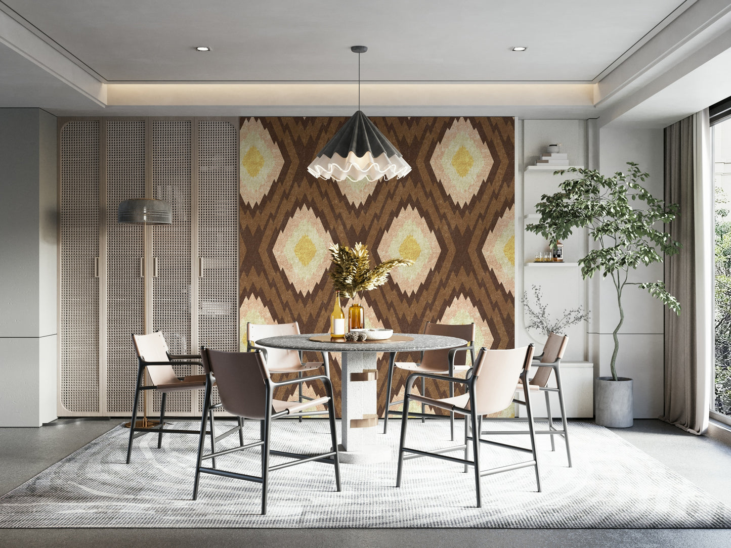 It gives a feeling of modern elegance and visual intrigue.
