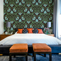 The texture appears smooth and refined, like a historical textile or painting.
