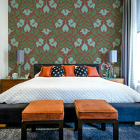 A serene and elegant rustic floral wallpaper pattern.
